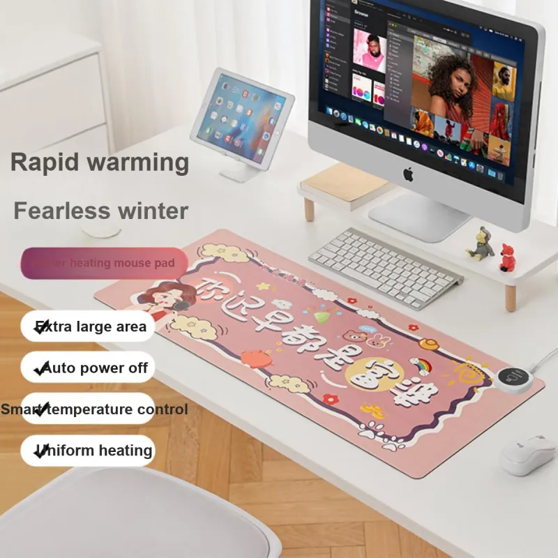 MUYKUY PU Extra Large Computer Desktop Winter Warming Desk Pad Dormitory Students Hand Warmer Pad Heating Mouse Pad-9