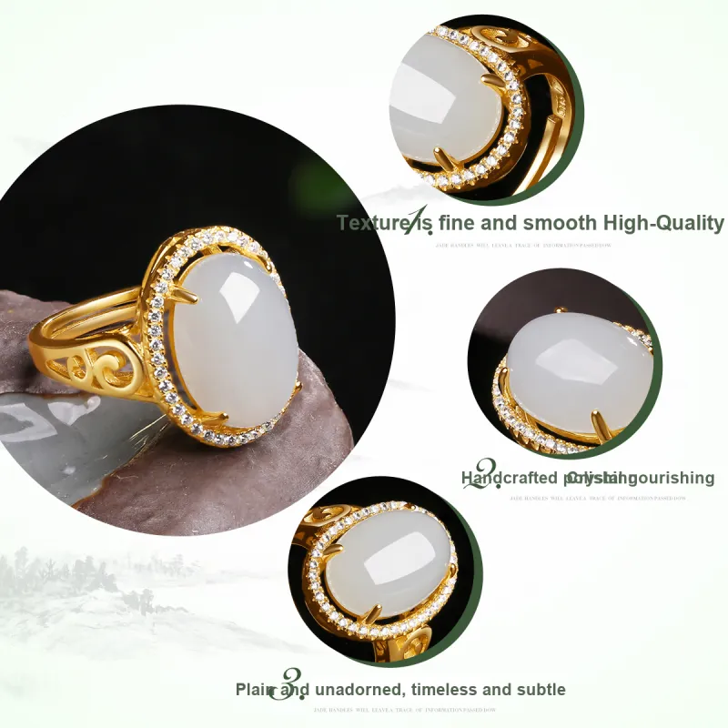Oriental Jade Hetian Jade Rings White Jade Women's-1
