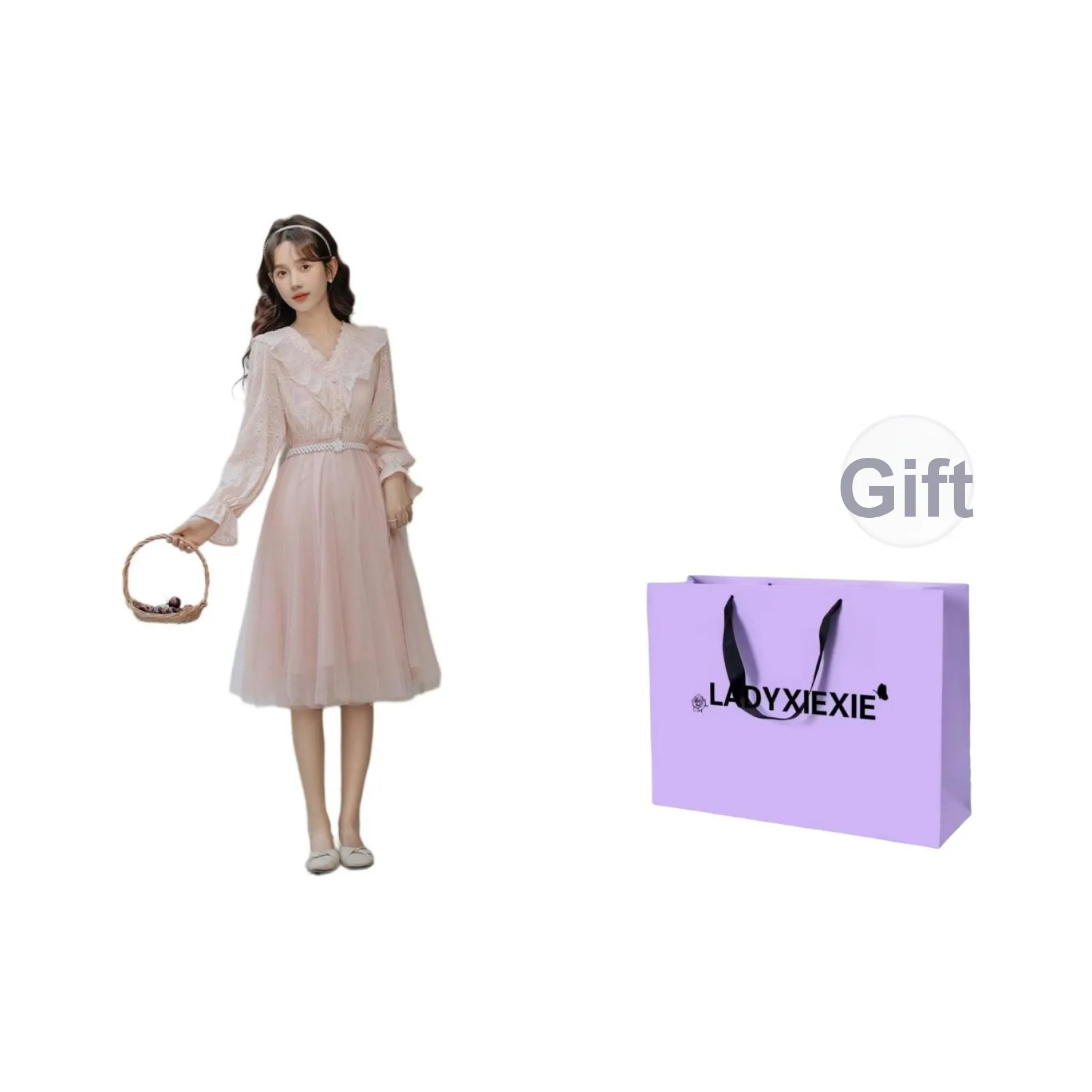 LADYXIEXIE Длинное платье с длинными рукавами женское