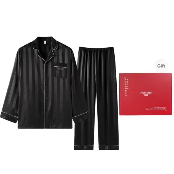 MEITENG Pajama Set Spring And Fall Season Men's Gift Box Set Black