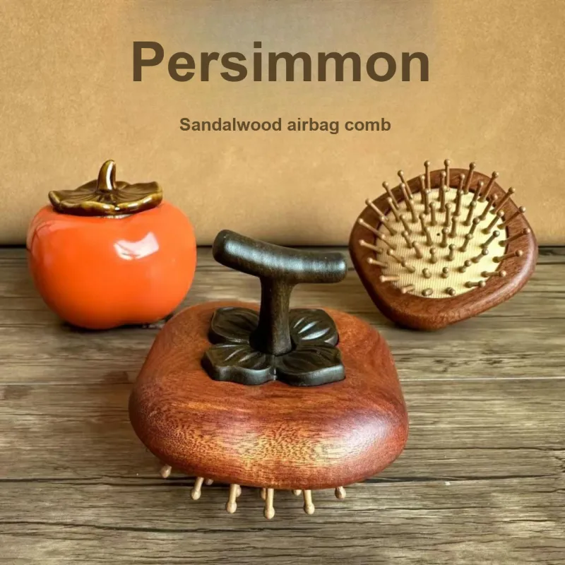 XIBI Persimmon Ring Round Airbag Comb With Sandalwood Massage For Health And Wellness Full Body Meridian Unblocking-2