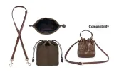Coach 24 Snowflake 1.1 Dark Brown Litchi Grain Gold Buckle Adjustable 90-120cm+Khaki Nylon Lining
