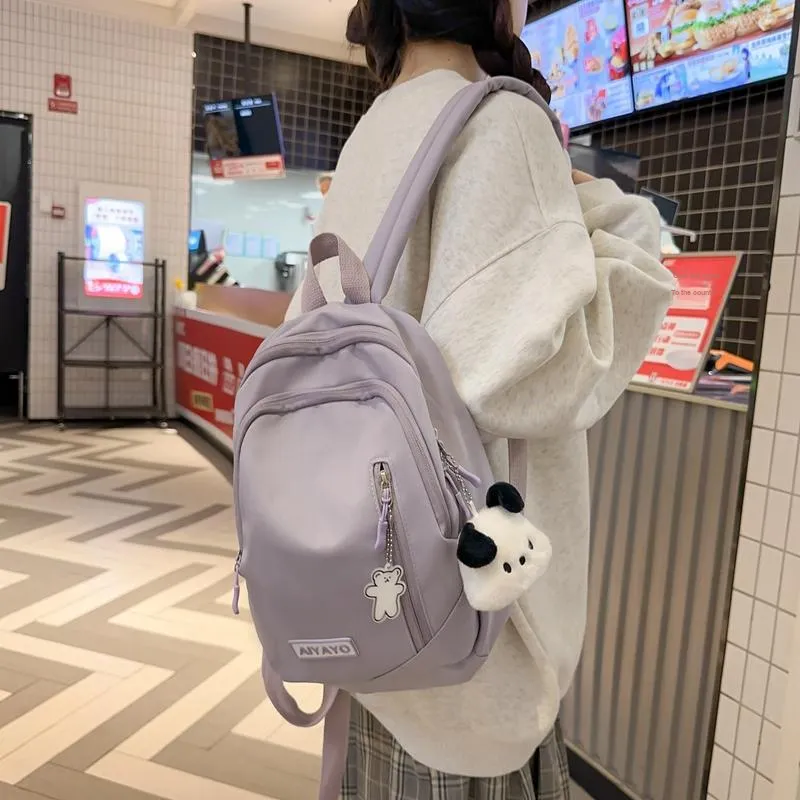 OUZIHUANG Nylon Fabric Backpack Regular Women's Black/White/Red/Purple/Pink-12
