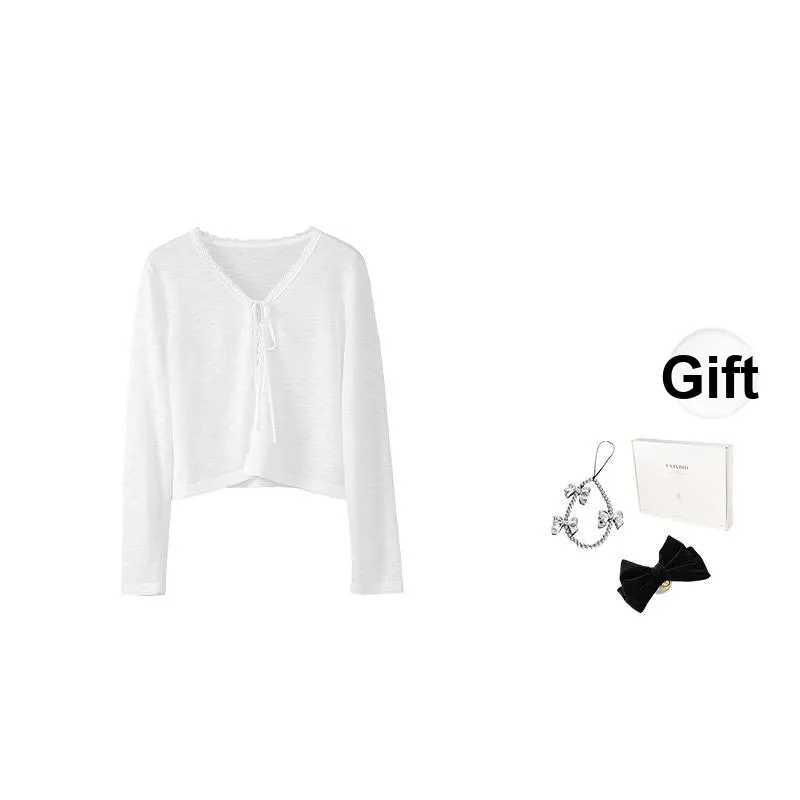 Fstudio Летний Корейский стиль Светлый Кожа Тон Однотонный Длинный рукав Рубашка Женская