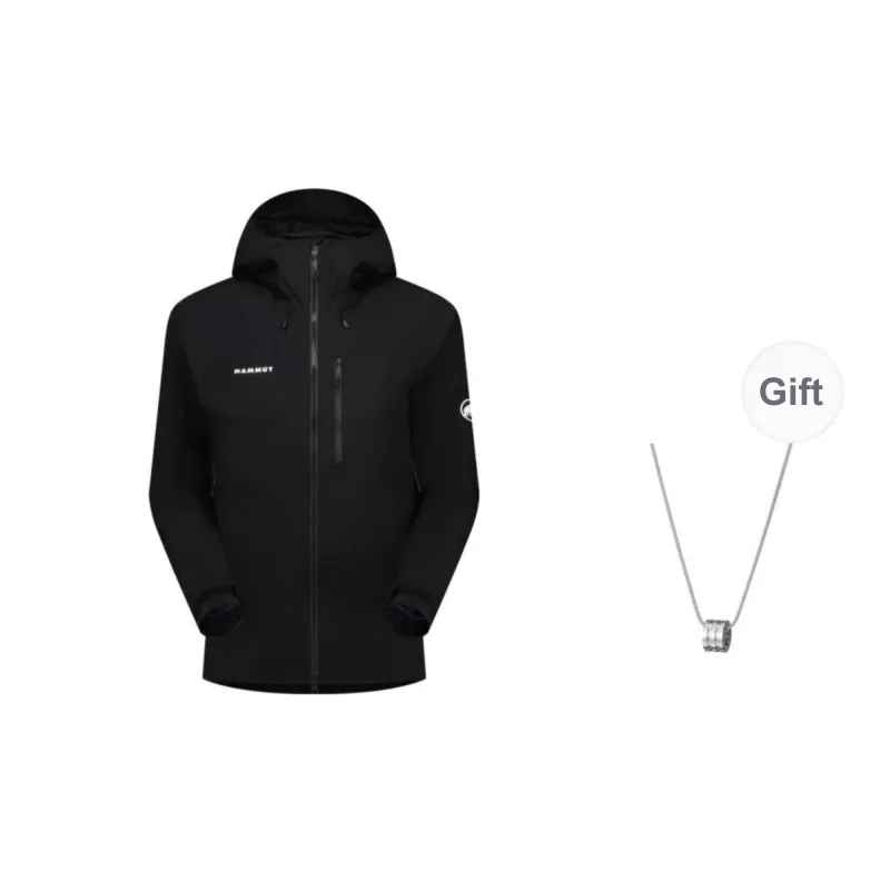 MAMMUT Windproof Waterproof And Warm Windbreaker Jacket Unisex Black Comes With Necklace-0