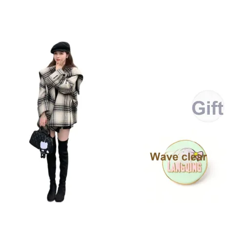 LANGQING Изображение Цвет Подарок Wave Прозрачный Бренд Наклеенный Женское Пальто