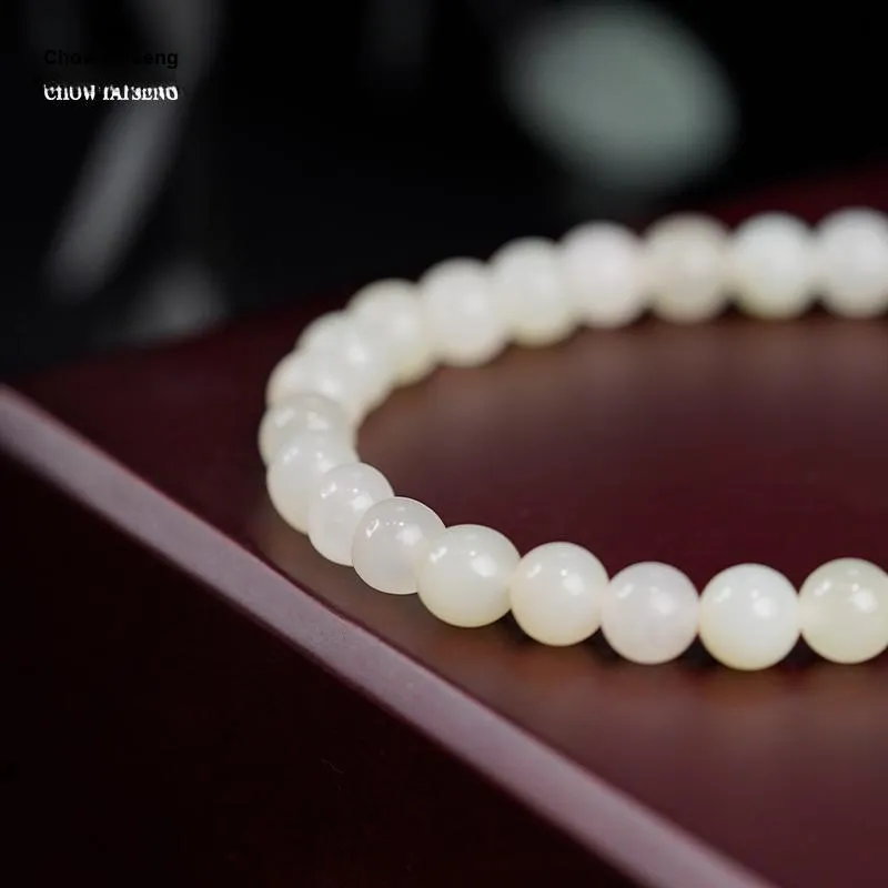CHOW TAI SENG Hetian Jade Bracelet Plain Circle White Jade Women's-6