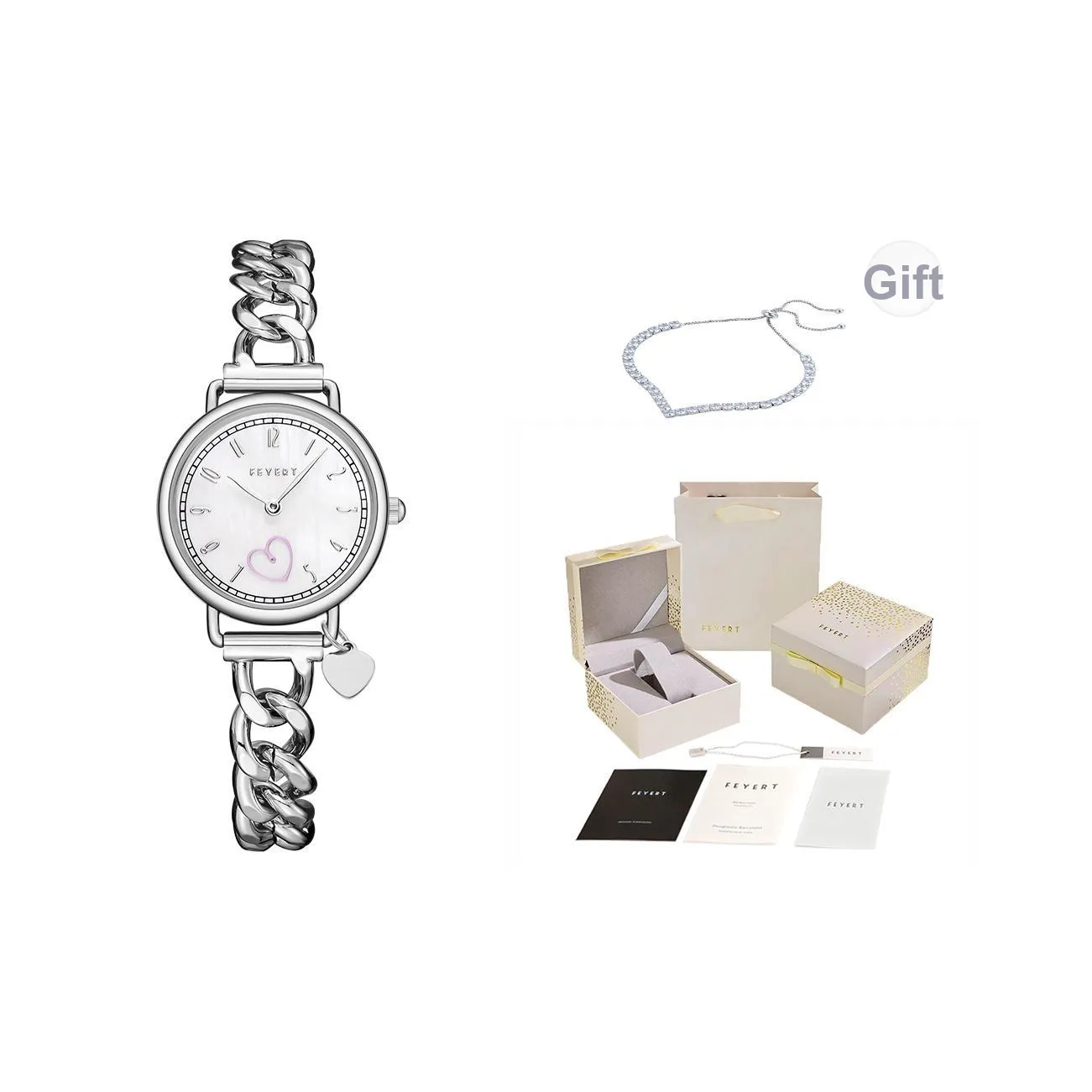 FEYERT Heartfelt Collection EVERY Вторые бьющиеся FOR YOU Модный Fashion Casual Студенты Женские часы Кварцевый механизм