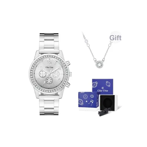 Clip Clop Кварцевый механизм сплав ремешок женские часы серебристый циферблат