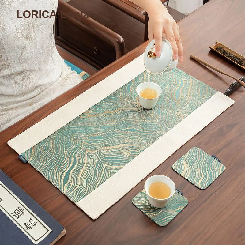 LUOYIJIA Tea Mats Tea Cup Coasters Luxury Premium Tea Mat Cup Coaster New Chinese Style Zen Placemat Insulated-1