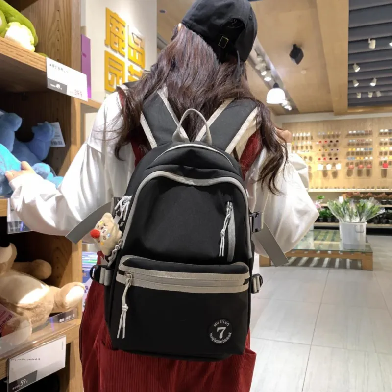 URBAN FOREST Nylon Backpack Unisex White/Black/Red/Pink/Brown-7