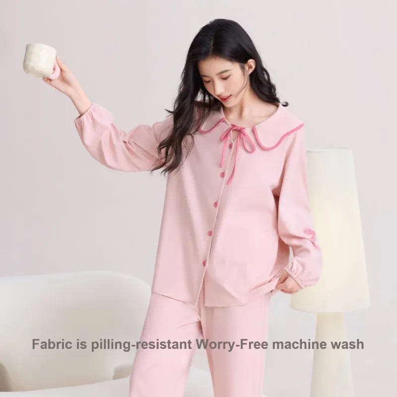 Red Beans At Home Pajama Set Women's Pink-4