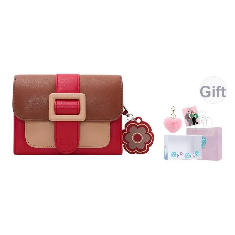 MERIMIES ПУ (полиуретан) Женская Цветочная Сумка через плечо Почтовая сумка Средняя Женская Карамельно-красная