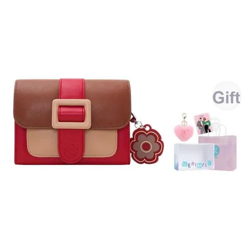 MERIMIES ПУ (полиуретан) Женская Цветочная Сумка через плечо Почтовая сумка Средняя Женская Карамельно-красная