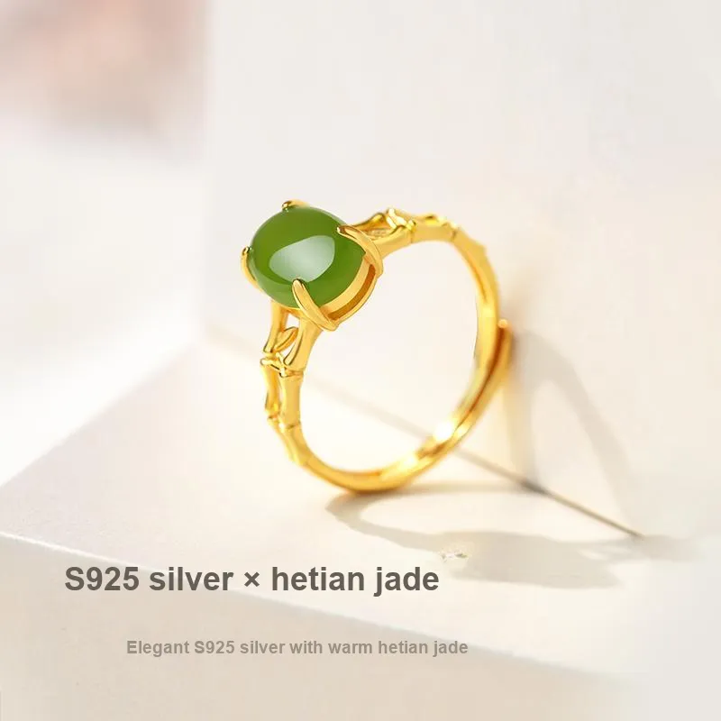 YINXIANGMOU Hetian Jade Rings Jasper Women's-5