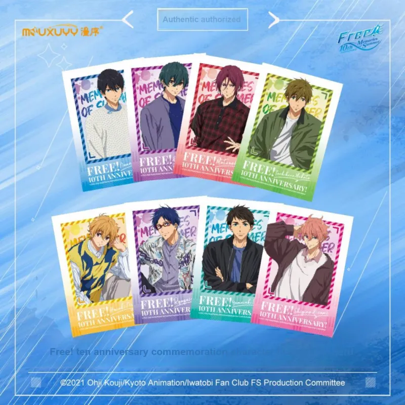 MOUXUYY Makoto Tachibana, Haruka Nanase Free 10th Anniversary Commemoration, Swim Men's Role Laser Photo Cards-1