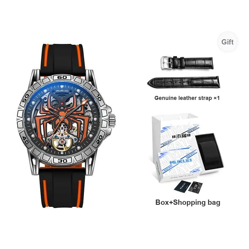 MUKUO Hero Collection Automatic Mechanical Movement Silicone Strap Watch Men's Watches Cut-Out Dial-10