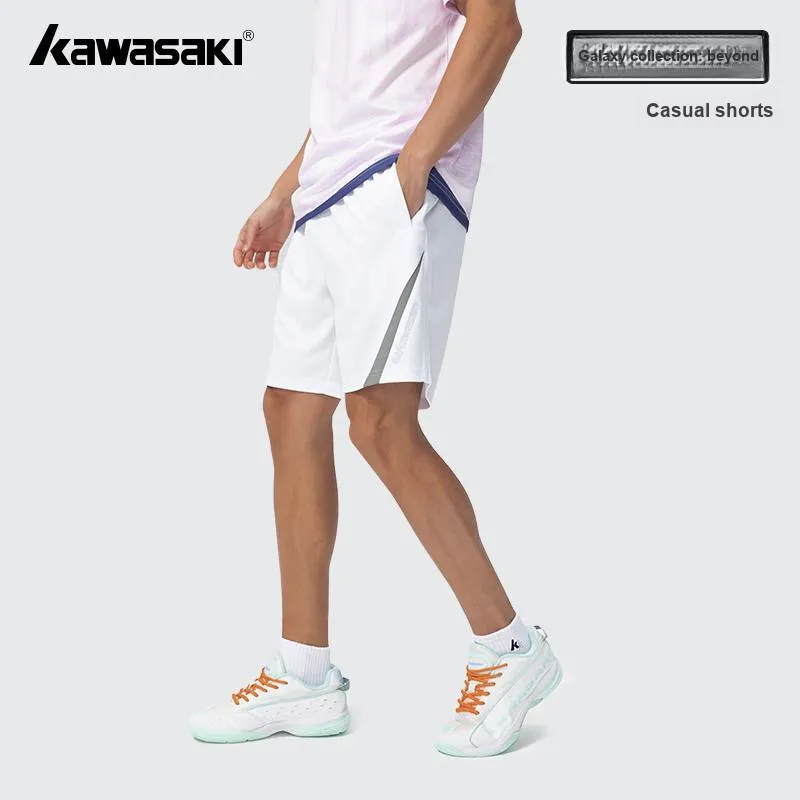 Kawasaki Xinghe Badminton Jersey Casual Shorts Unisex White-3