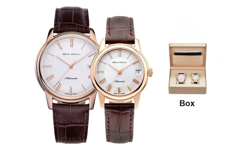 Sea Gull Automatic Mechanical Movement Genuine Leather Strap Watch Unisex White Dial-1
