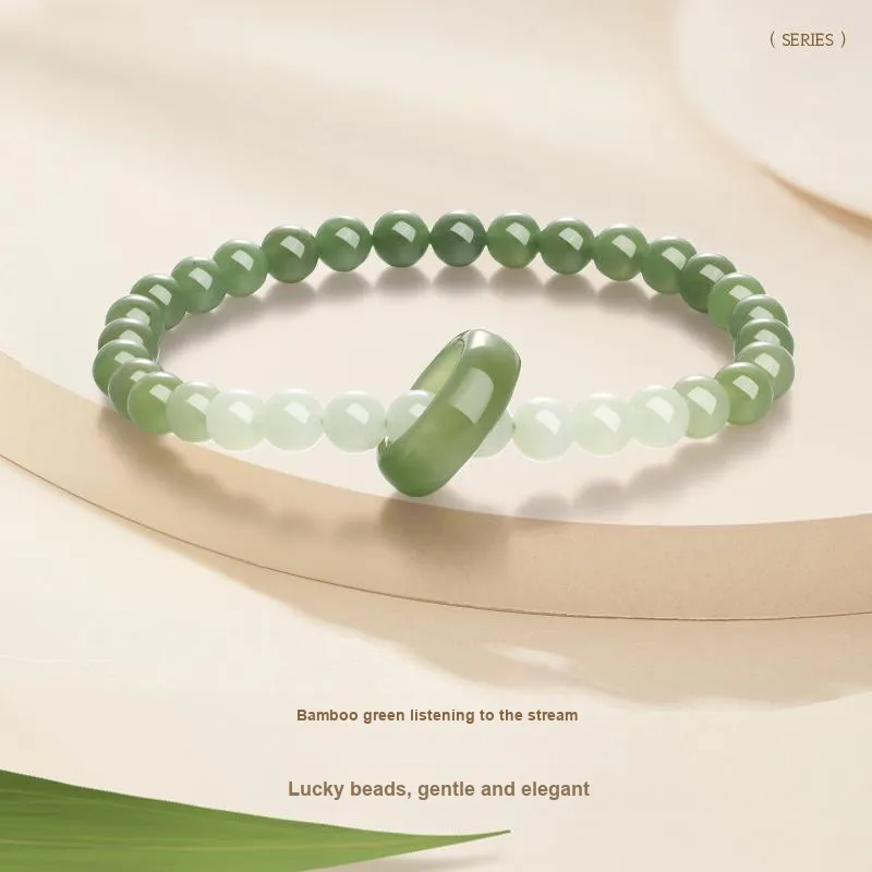 JINLIUFUJIXIANG Hetian Jade Bracelets White Jade/Pale Greenish White Jade Unisex-1