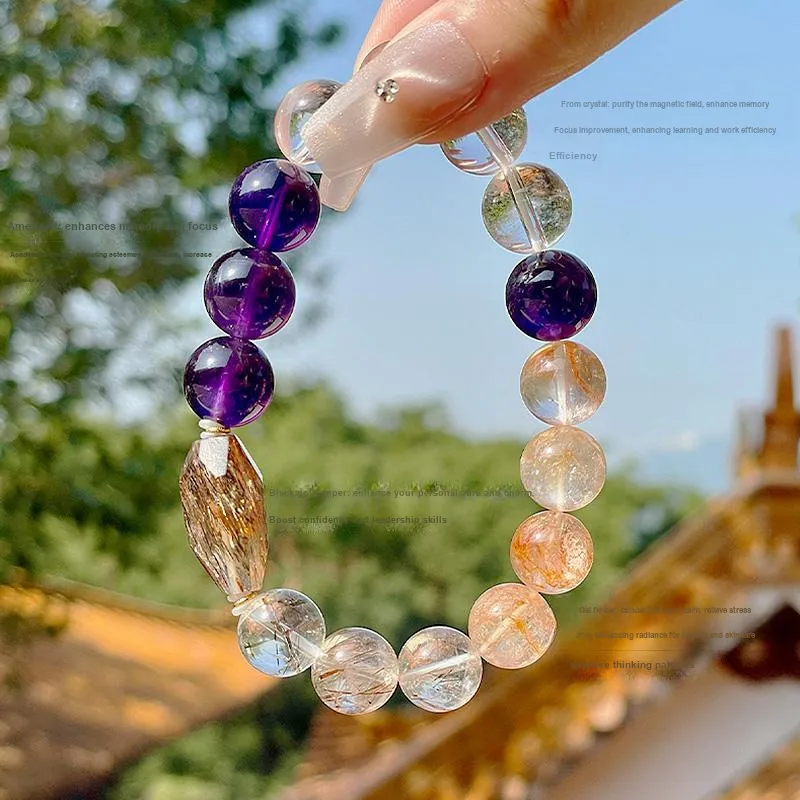LUXLINE Natural Amethyst Bracelets Unisex-1