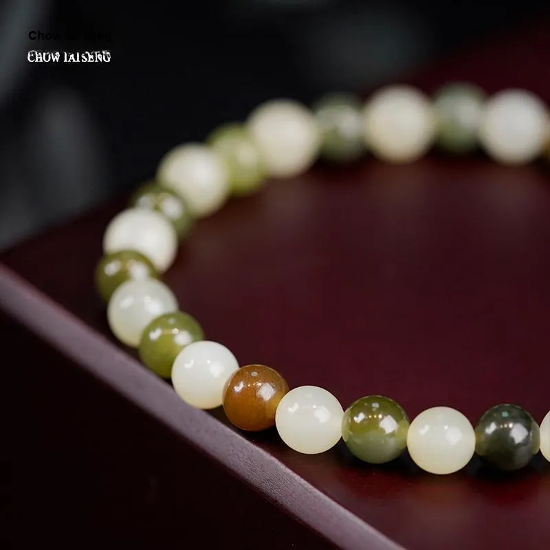 CHOW TAI SENG Hetian Jade Hand Accessories Jewelry Pale Greenish White Jade Women's-5