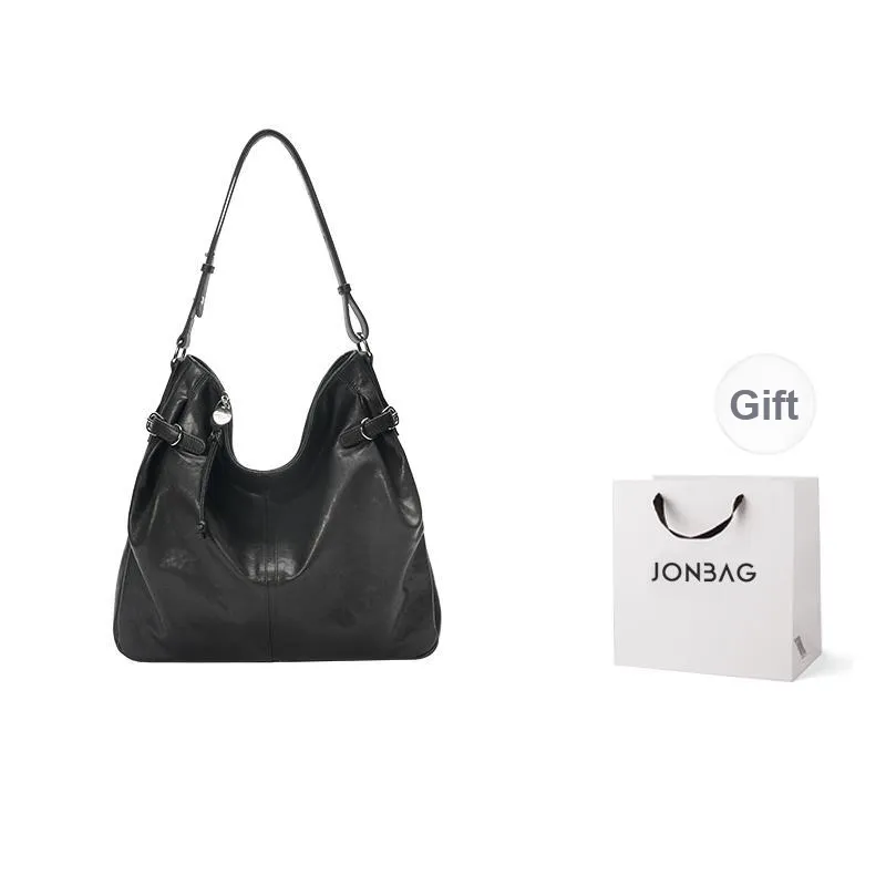 JONBAG Synthetic Leather Shoulder Bag Large Size Women's Hazelnut Brown/Black/White-8