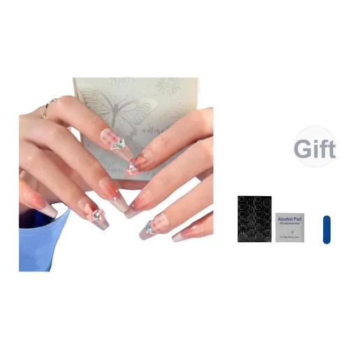 OUYUJI False Nail Овал Квадрат MID Длина Светло-розовый Smudge Coquette