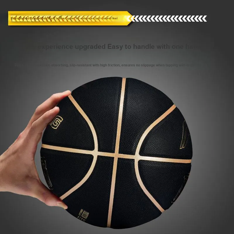 LiNing PU Basketball Black Gold Size 7 Match Unisex-13