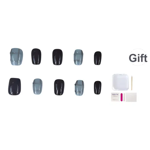 JIACHUN Haze Синий Цветовой блок Клетка Осветляющий False Nail Короткий Милый Блестки Китайский стиль Coquette 15 мм