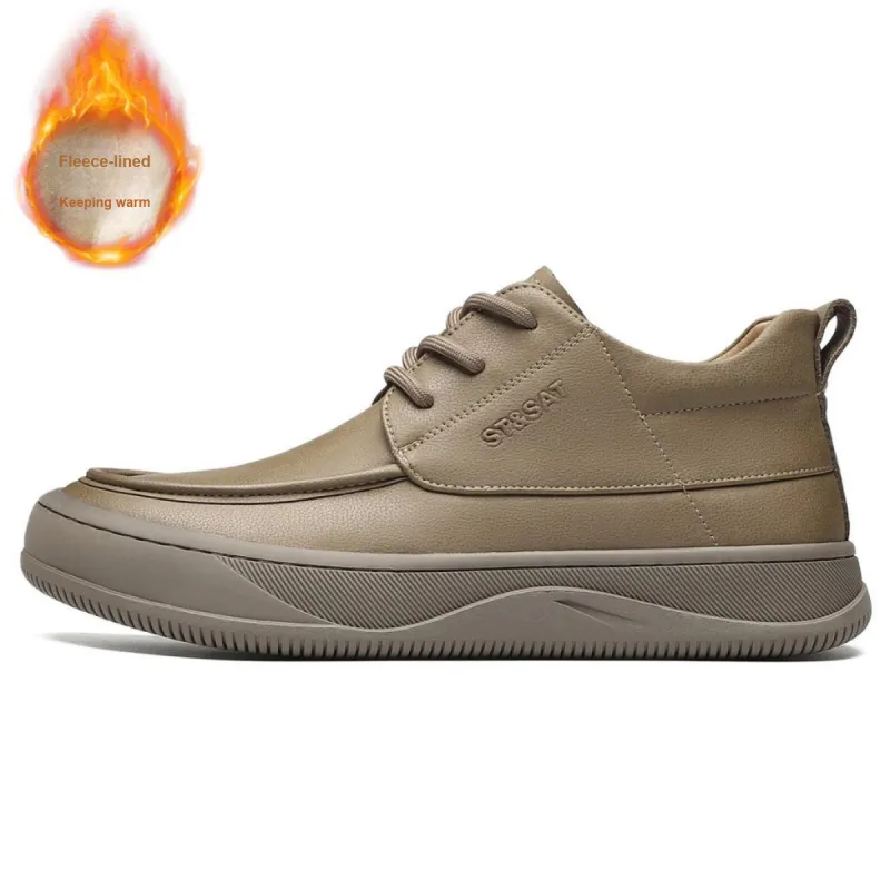 ST&SAT Fleece-Lined Casual Shoes Men's Khaki/Yellow Brown-5