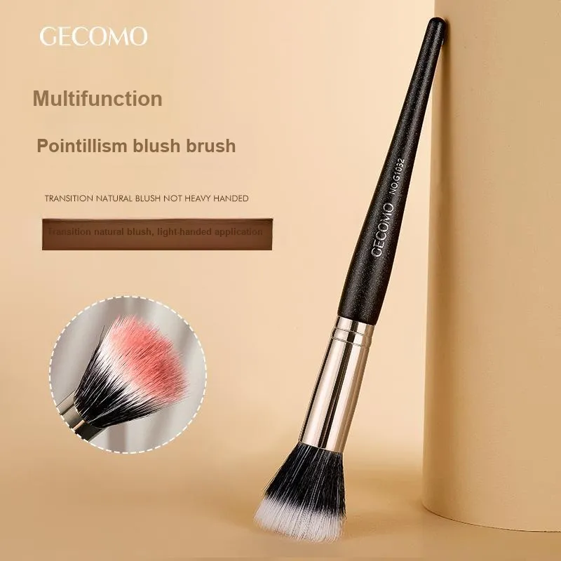 GECOMO Flat Head Pointed Blush Brush+Oil Absorbing Paper Combination, Built in Mirror Powder Puff, Makeup Tool-1