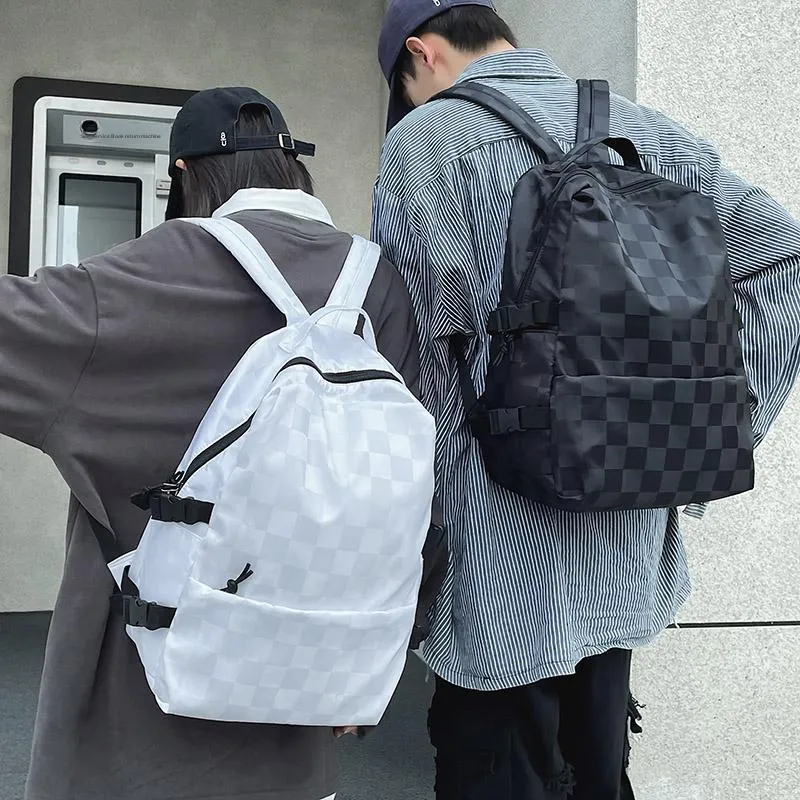 MingLu Nylon Backpack Regular Unisex Black/White-7