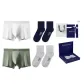 80S Modal[Pea Green+White]+[2 Pack 100% cotton Socks]Gift Box Set