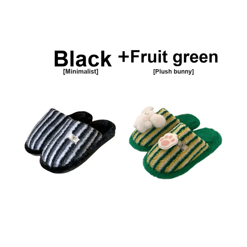 Thin Strips Cotton Slippers Unisex, Pink-23