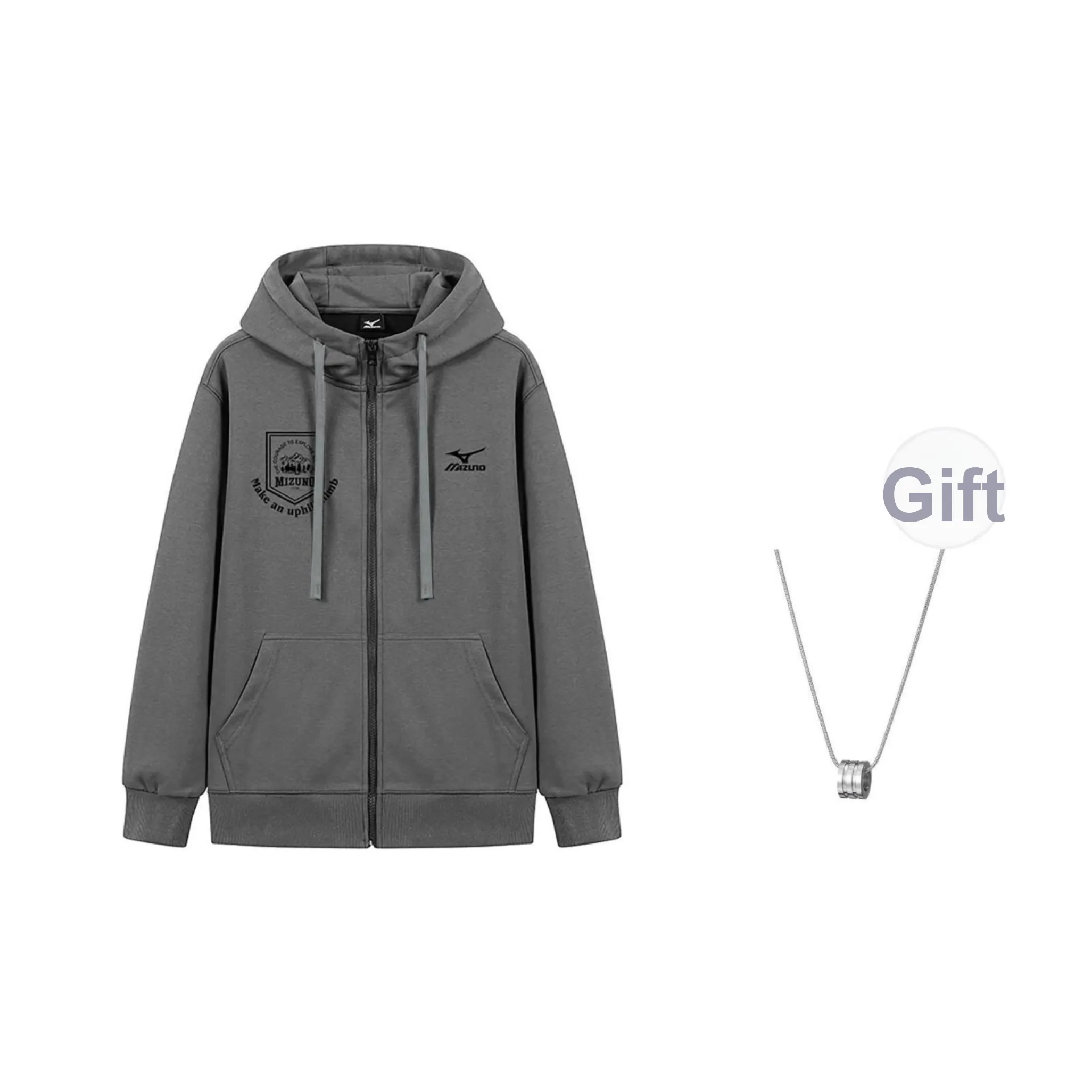 Mizuno Свитшот Унисекс Железно-серый В комплекте с ожерельем