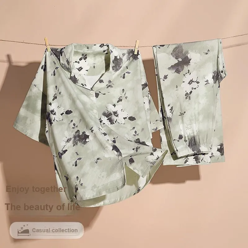 The Story Of The Flower Season Pajama Set Women's Light Green-1