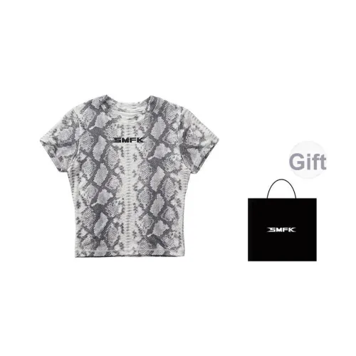 SMFK Белый Змеиный Узор Сумка для покупок Женские T-рубашки