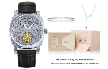 VRQ Faith Series Automatic Mechanical Movement Genuine Leather Strap Watch Women's Watch Cut Out Dial