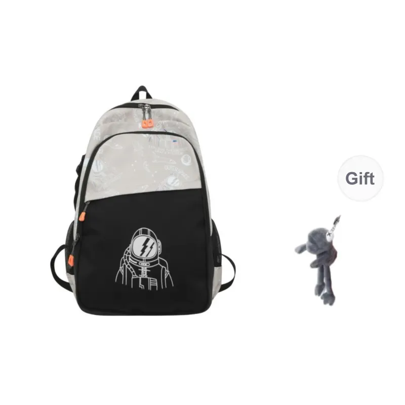 Yalu Nylon Backpack Unisex White/Black/Khaki-12