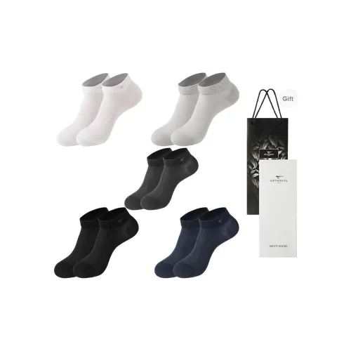SEPTWOLVES Низкие носки Лето Мужские 5 пар Набор в подарочной коробке + Сумка для покупок
