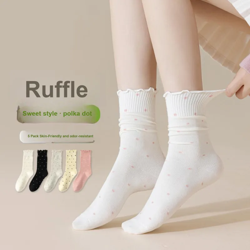 Cotton Shopping Mid Calf Socks Women's 5 Pack-2