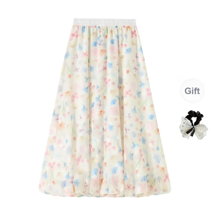 / Casual Long Skirts Women's Image Color+Hair Tie Included-1