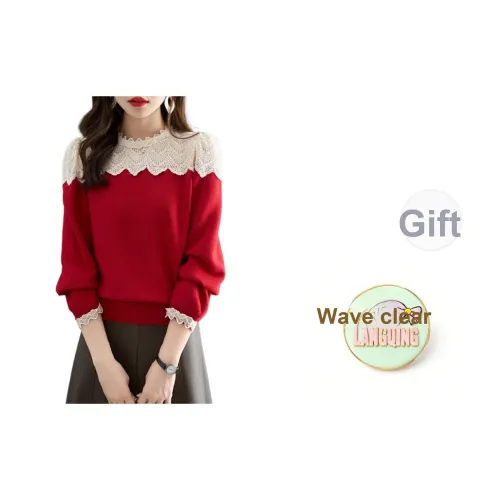 LANGQING Красный Giveaway Бренд Наклеенный Женский Трикотаж