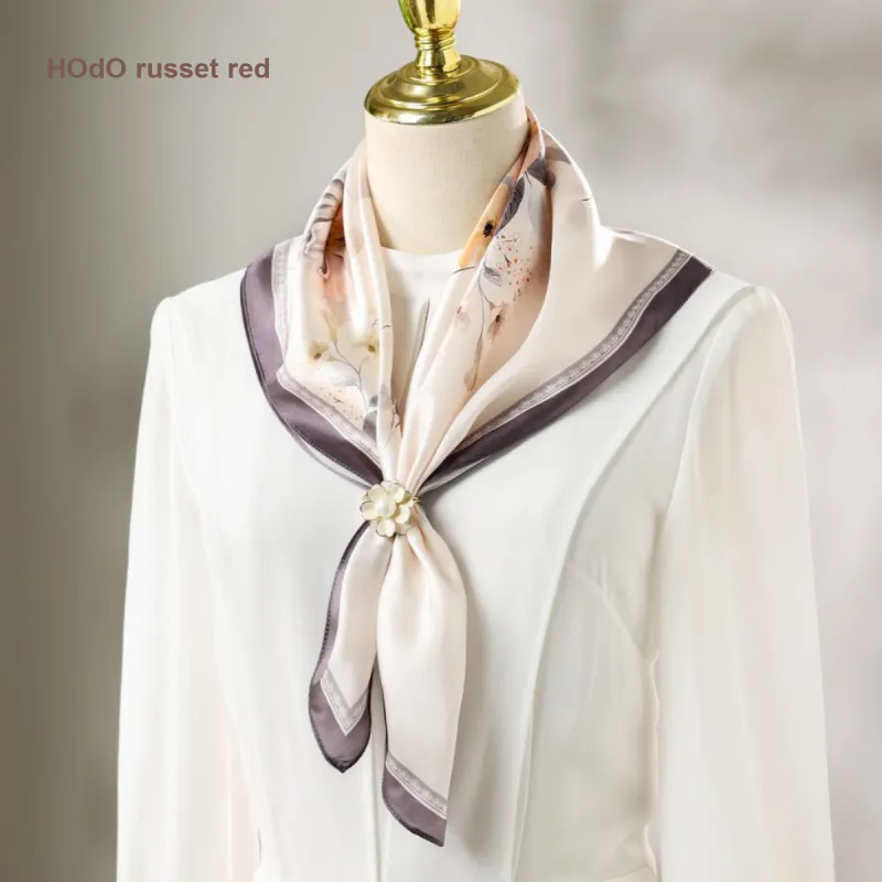 Red Bean Mulberry Silk Scarves Women's-22