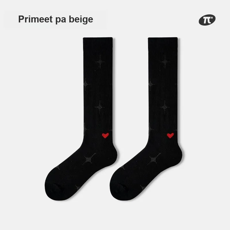 Primeet Knee High Socks Women's 1 Pack Red Heart Calf Socks-2