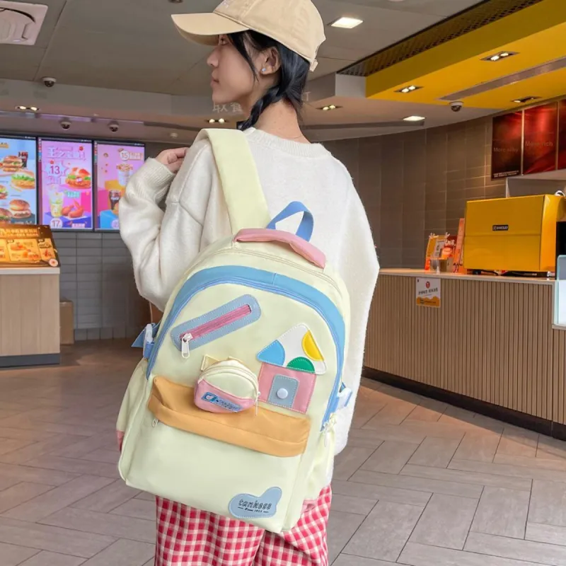 WICKBUEN Nylon Backpack Regular Unisex White/Yellow-7