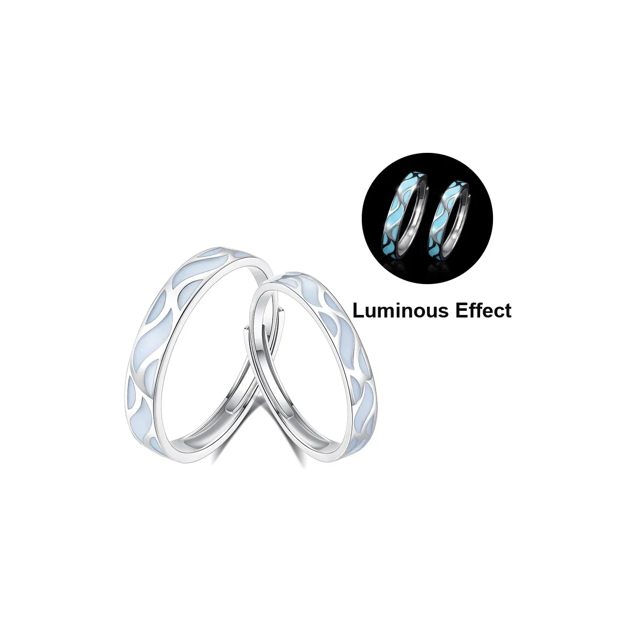 KADER 925 Sterling Silver Rings Unisex Glow In The Dark Box