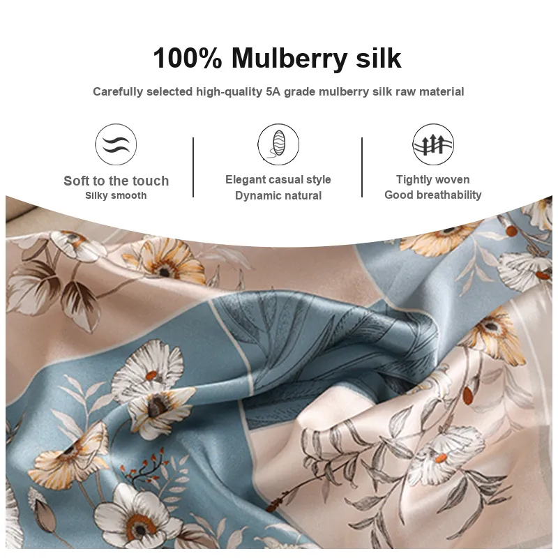 H YXIANG Silk Scarves Women's-24