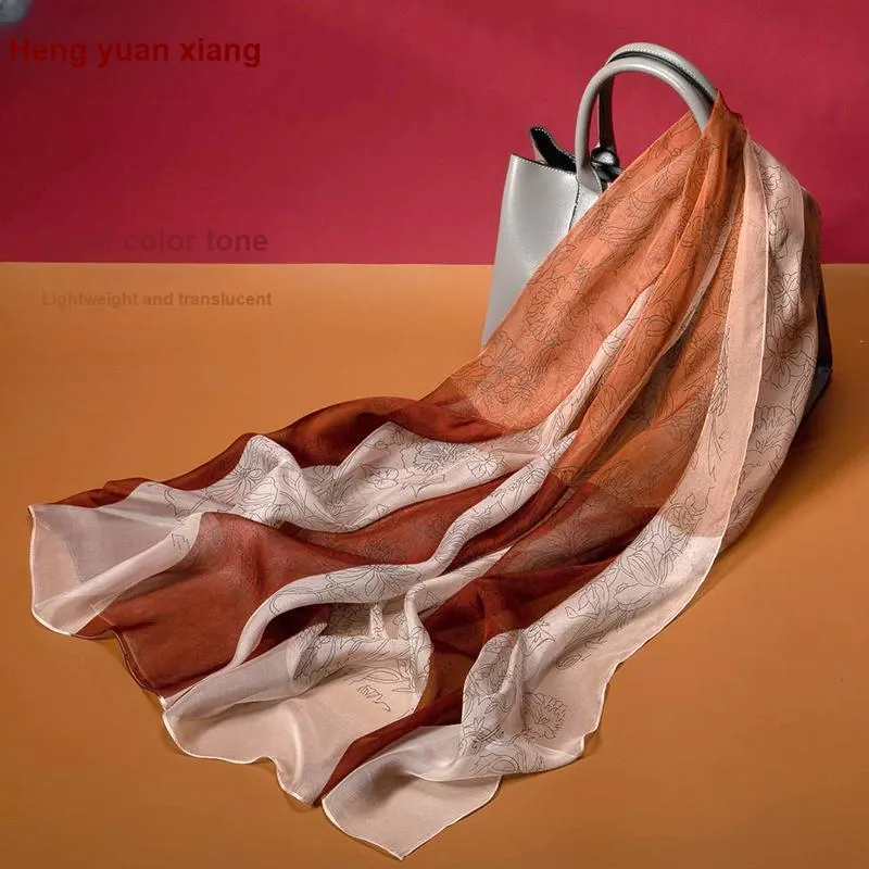 H YXIANG Silk Scarves Women's-26